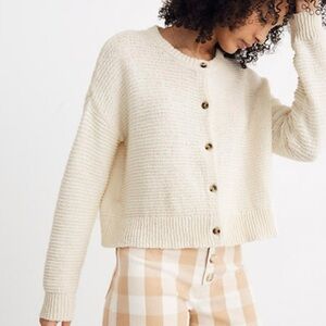 Madewell Womens Ivory Deville Button Front Cardigan Sweater Textured Small